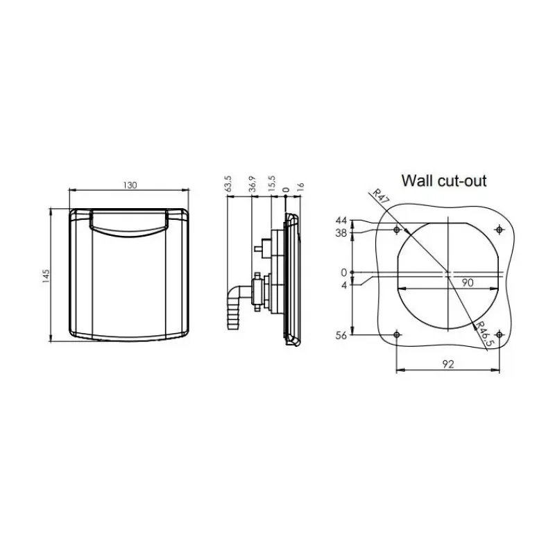 Sortie d'eau carrosserie 130 x 145 mm*ABL Hot