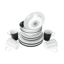 Hot Set vaisselle Black-White 16 pièces Cuisine & Vaisselle·Vaisselle & Kit Vaisselle|Ustensile De Cuisine & Vaisselle·Set Vaisselle & Vaisselle