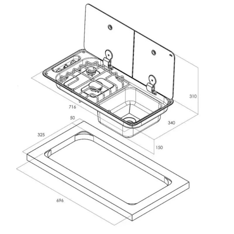 Best Combiné 2 feux | FL1401 et FL1402 Appareil De Cuisson Intérieur·Combiné Évier Gaz|Cuisson Intérieure, Réchaud Et Réchaud-Four·Réchaud Évier Gaz Combiné