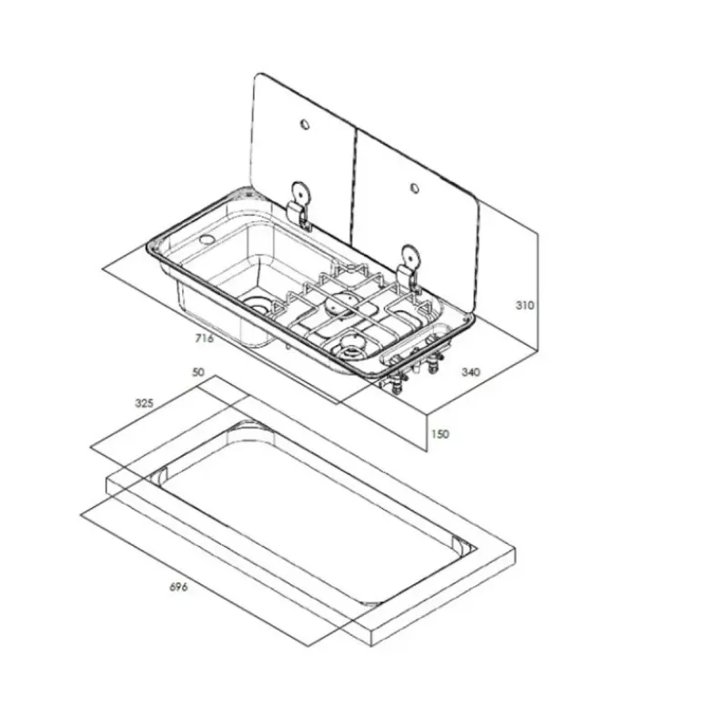 Best Combiné 2 feux | FL1401 et FL1402 Appareil De Cuisson Intérieur·Combiné Évier Gaz|Cuisson Intérieure, Réchaud Et Réchaud-Four·Réchaud Évier Gaz Combiné
