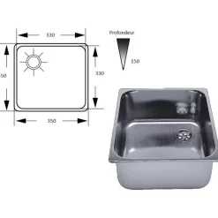 Hot Evier carré inox | 360 x 360 mm Evier, Lavabo & Receveur·Evier De Cuisine|Lavabo, Évier & Receveur·Éviers De Cuisine