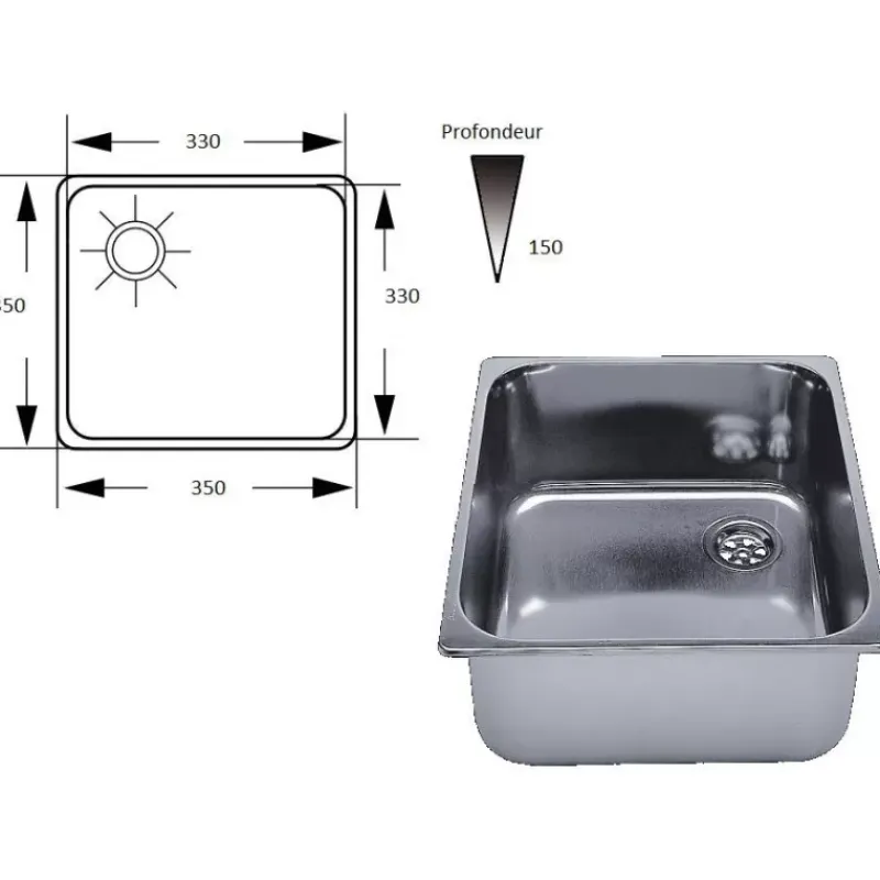 Hot Evier carré inox | 360 x 360 mm Evier, Lavabo & Receveur·Evier De Cuisine|Lavabo, Évier & Receveur·Éviers De Cuisine