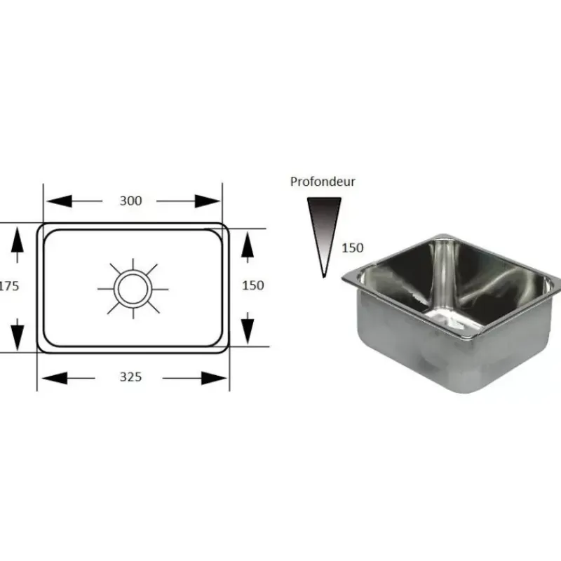 Hot Evier rectangulaire inox | 175 x 325 mm Evier, Lavabo & Receveur·Evier De Cuisine|Lavabo, Évier & Receveur·Éviers De Cuisine