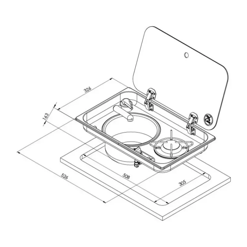 New Combiné avec couvercle 1 feux Appareil De Cuisson Intérieur·Combiné Évier Gaz|Cuisson Intérieure, Réchaud Et Réchaud-Four·Réchaud Évier Gaz Combiné