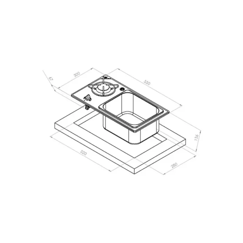 New Combiné cristal 1 feux Appareil De Cuisson Intérieur·Combiné Évier Gaz|Cuisson Intérieure, Réchaud Et Réchaud-Four·Réchaud Évier Gaz Combiné