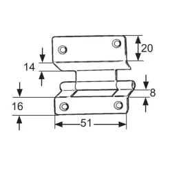 Charnière anglaise à déport 14 mm | 51 x 57 mm*Decmo Online