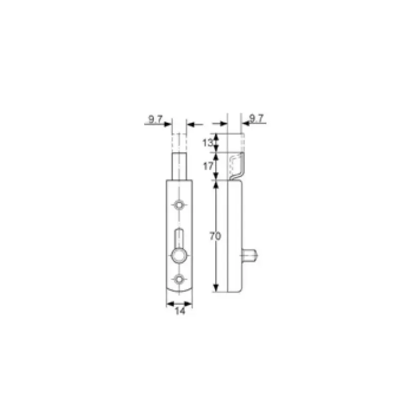 New Verrou Alsacien 70 x 14 mm coudé Ameublement & Quincaillerie Intérieure·Targette Et Verrou Alsacien