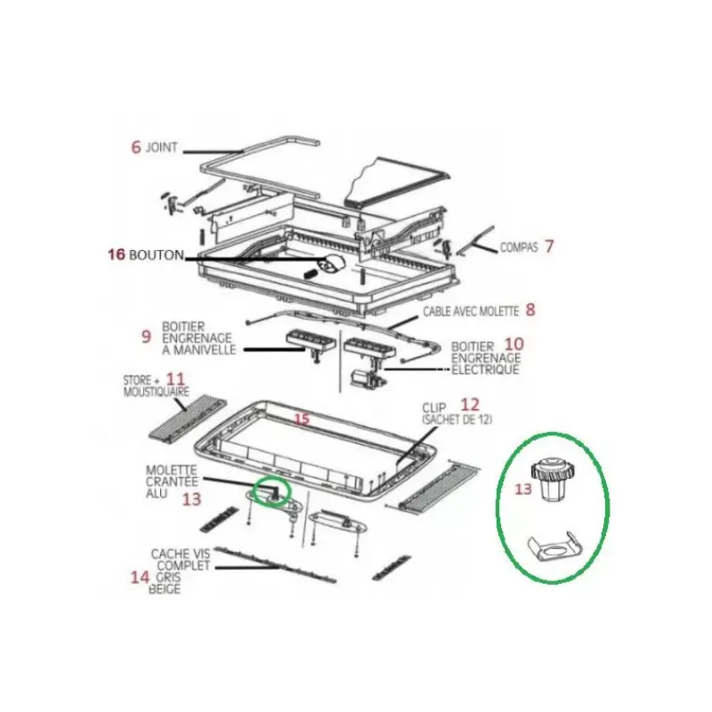 Midi Heki Pièces détachées*Dometic New