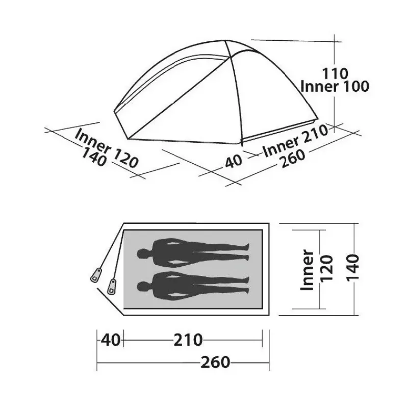 Meteor 200 Toile De Tente À Armature·Tente 2 Personnes