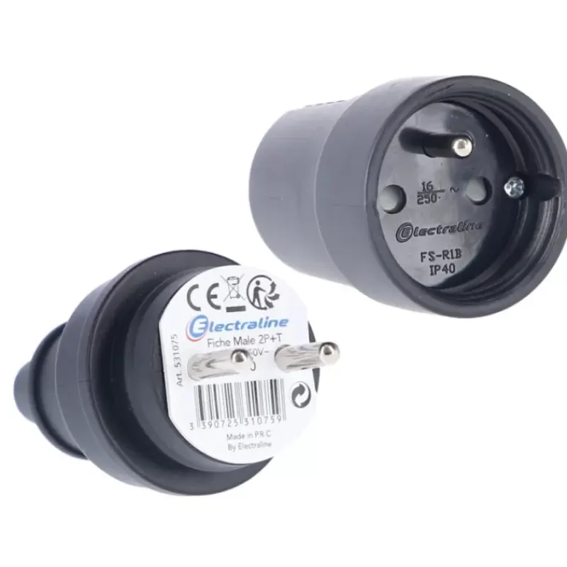 Fiche caoutchouc 16A / 230V - IP44*Electraline Online