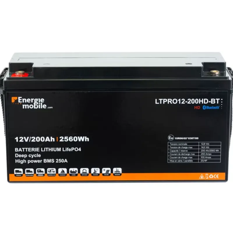 EM Batterie Lithium LTPRO12-200 Ah HD-BT - 2560 Wh*Energie Mobile New