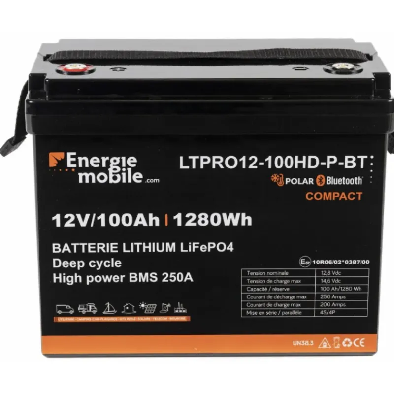 New EM Batterie Lithium LTPRO12-100 Ah HD-P-BT - 1280 Wh Batterie·Batterie Lithium|Batteries·Batterie Lithium