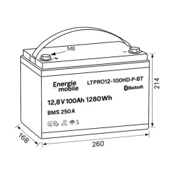 New EM Batterie Lithium LTPRO12-100 Ah HD-P-BT - 1280 Wh Batterie·Batterie Lithium|Batteries·Batterie Lithium