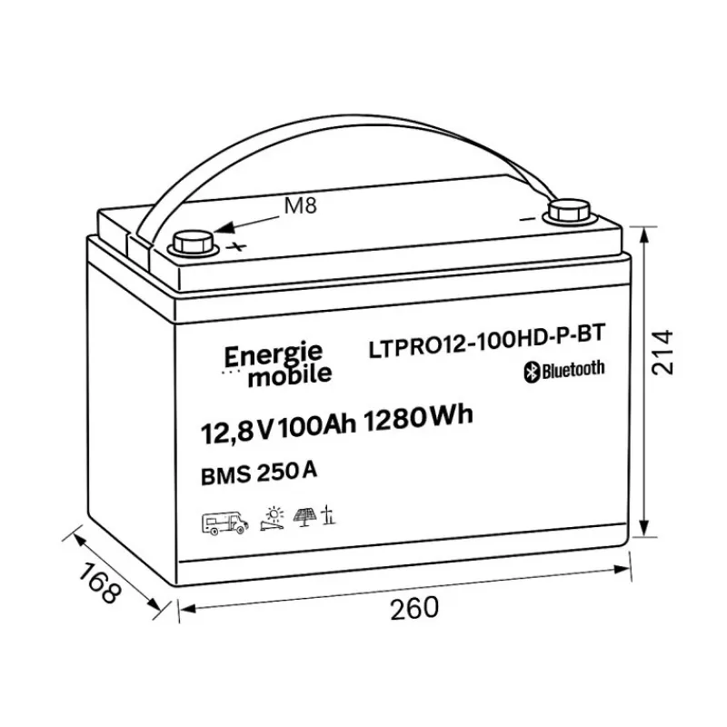 New EM Batterie Lithium LTPRO12-100 Ah HD-P-BT - 1280 Wh Batterie·Batterie Lithium|Batteries·Batterie Lithium