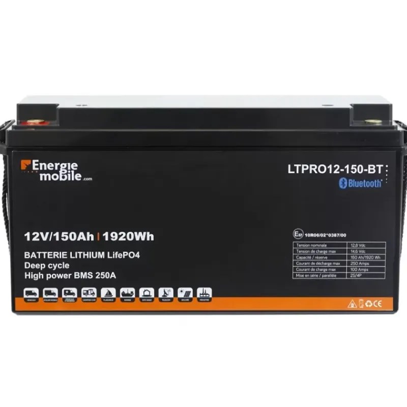 EM Batterie Lithium LTPRO 12-150 Ah BT - 1920 Wh*Energie Mobile Discount