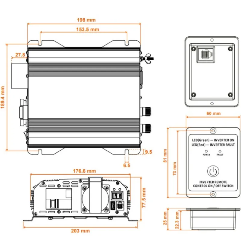 EM Convertisseur sinusoïdal DC-AC | PSW DIF-V2 350 Va*Energie Mobile Online
