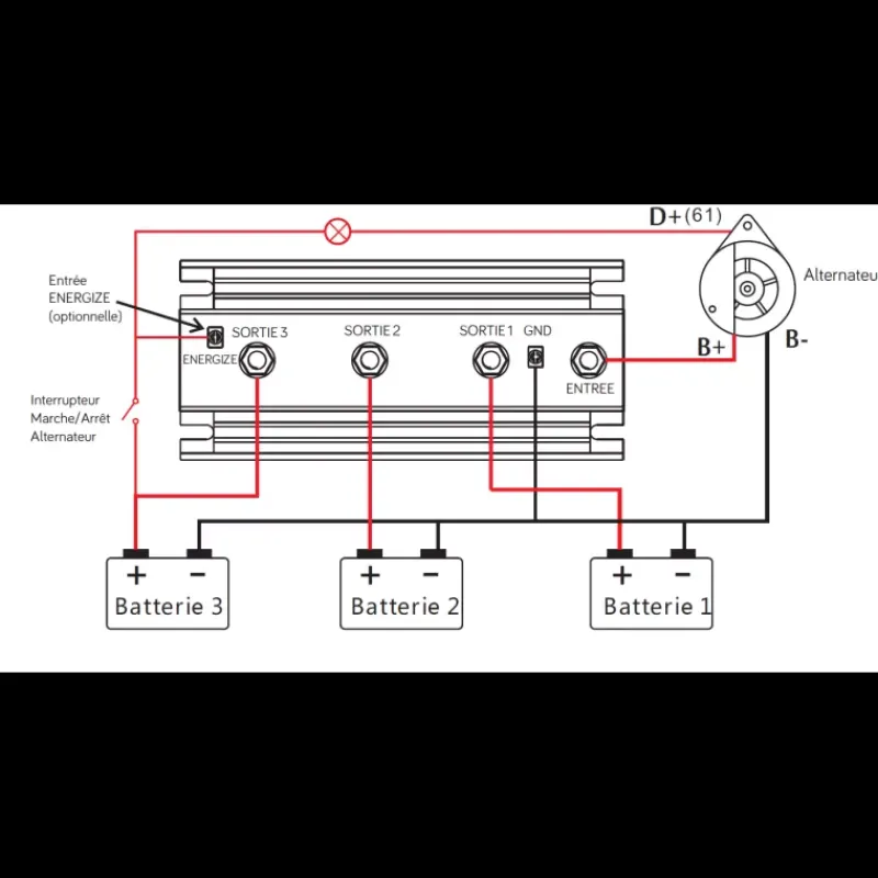 New EM Répartiteur FET 3 Batteries / 200 A Production Électrique·Répartiteur De Charge