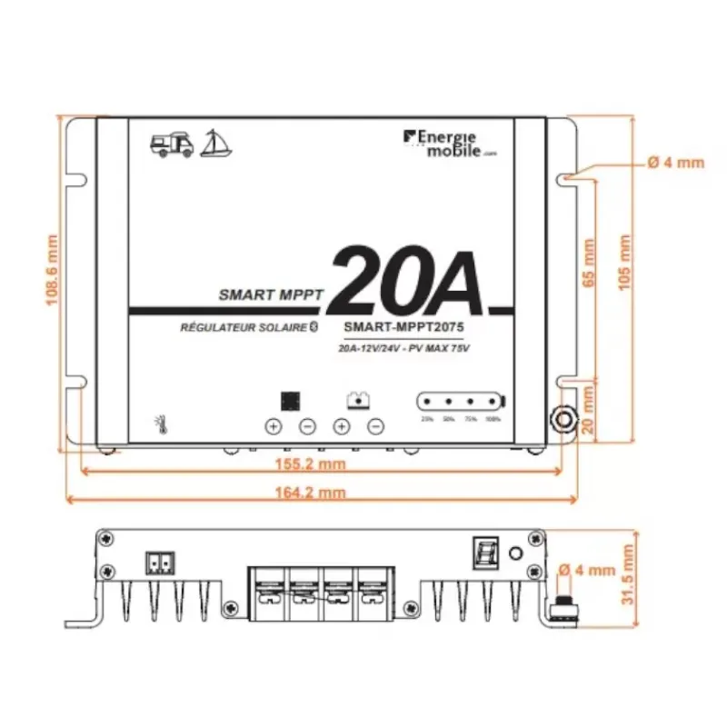 Online EM SMART-MPPT 2075 Solaire·Régulateur De Charge|Energie Solaire·Régulateur De Charge