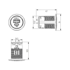 EM USB-SE prise USB-A + USCB-C | sans LED*Energie Mobile Outlet