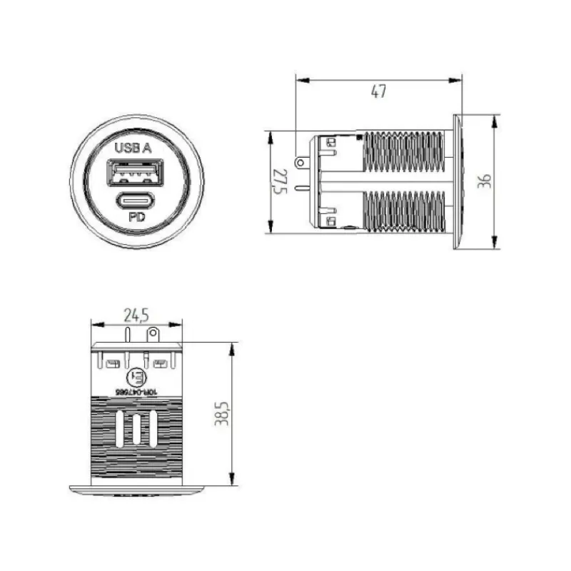 EM USB-SE prise USB-A + USCB-C | sans LED*Energie Mobile Outlet