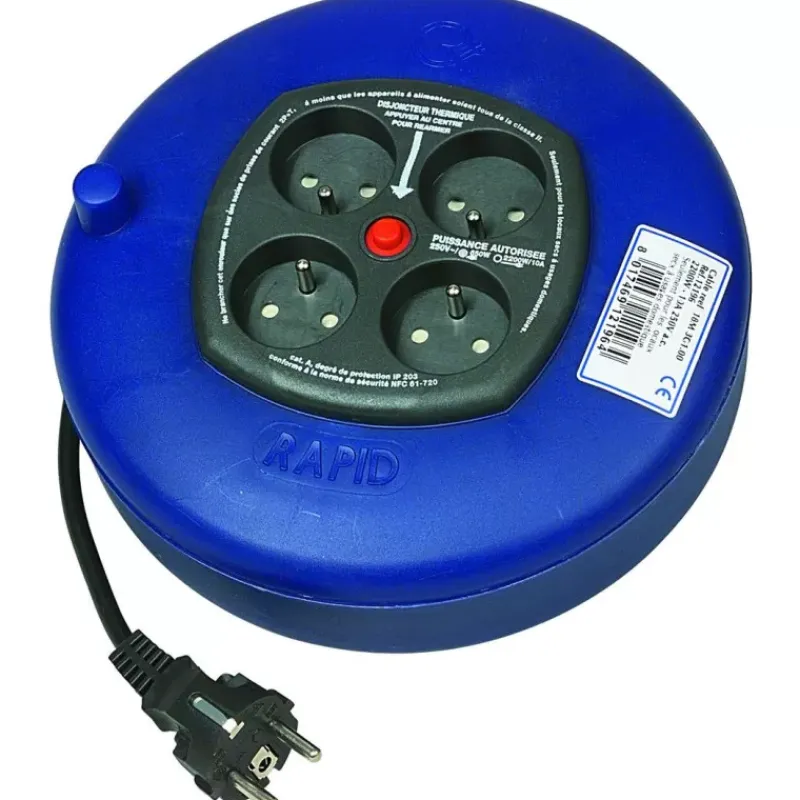 Hot Enrouleur électrique 4 prises 15 m Distribution & Protection·Rallonge 230V Et Prolongateur Ac|Distribution & Protection·Prolongateur Ac Et Rallonge De Quai