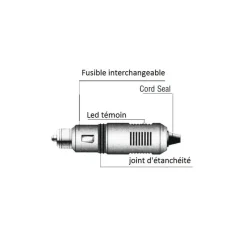 Online Fiche 12 V + témoin Electricité & Éclairage·Rallonge & Prise Allume-Cigare 12 V|Distribution & Protection·Prise Et Fiche Dc (Allume Cigare, 12V, Usb...)