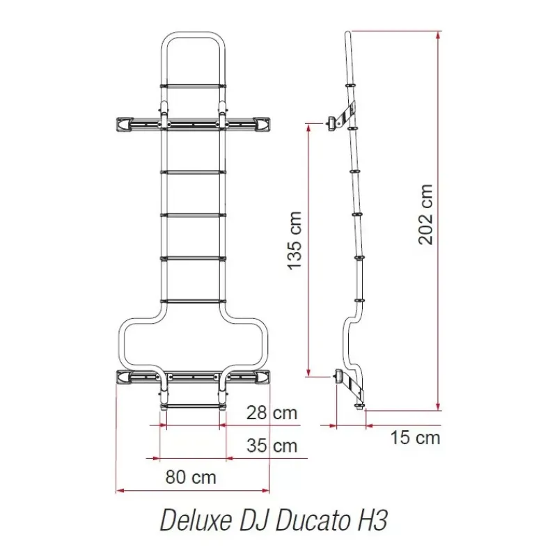 Hot Deluxe DJ Ducato Deep Black Tente De Toit, Barre De Toit, Coffre & Échelle·Échelle De Toit