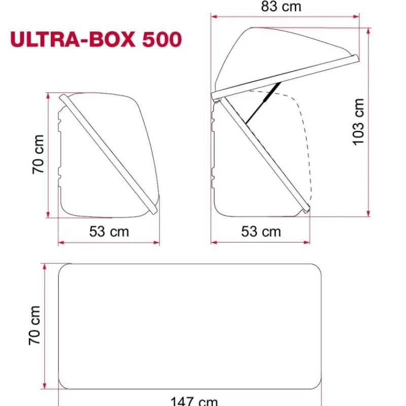 New Ultra-Box 500 Tente De Toit, Barre De Toit, Coffre & Échelle·Coffre Arrière