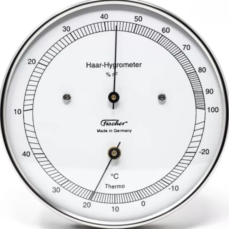 Clearance Hygromètre à cheveux + thermo 103 mm inox Instrument Météo·Baromètre, Thermomètre & Hygromètre