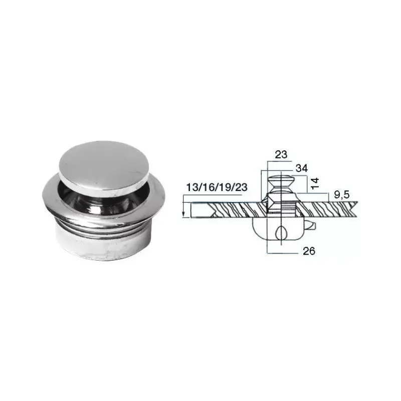 FS Bouton laiton chromé serrure grand modèle*Foresti & Suardi Sale