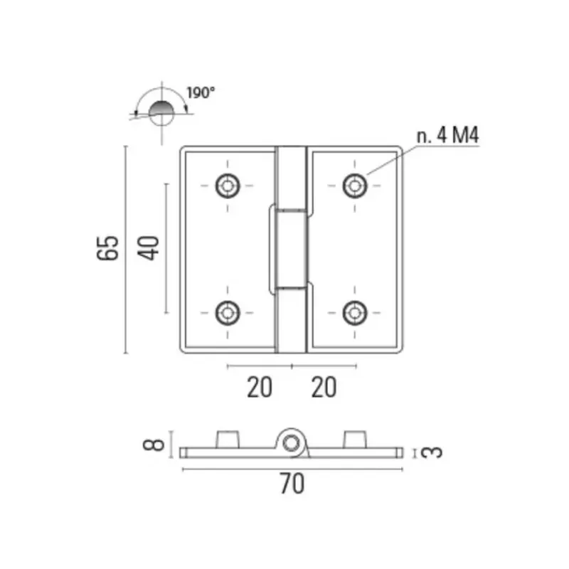 FS Charnière laiton 70 x 65 x 3 mm*Foresti & Suardi Outlet