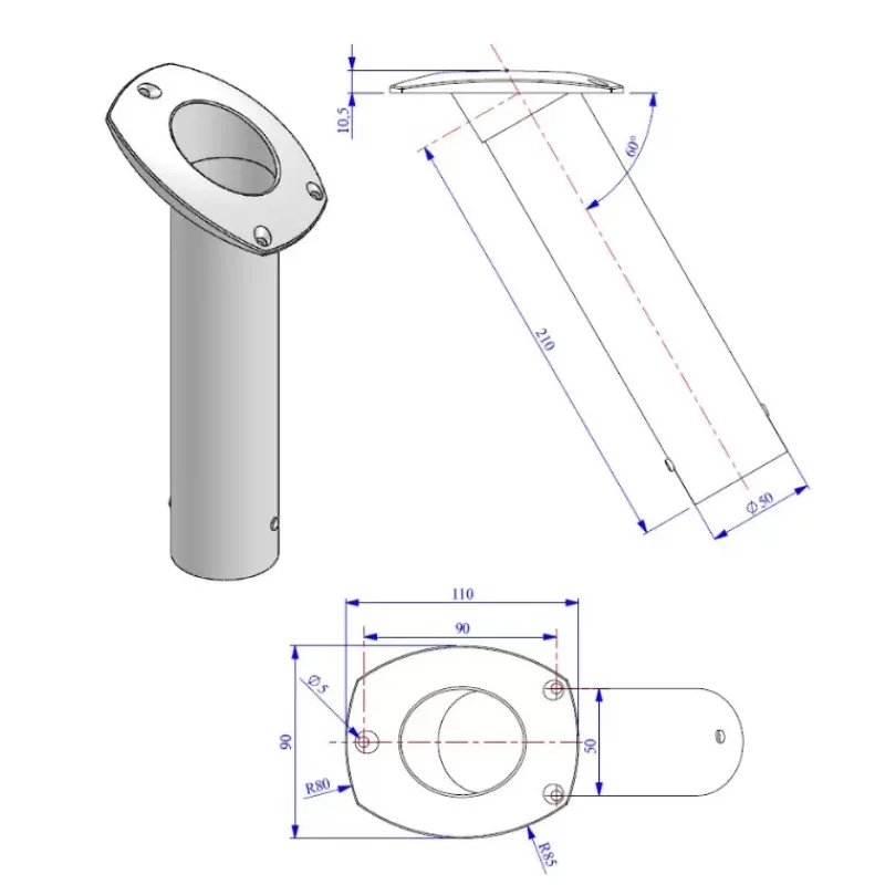 Hot FS Porte-canne encastré laiton Accastillage De Pont·Porte-Canne À Pêche