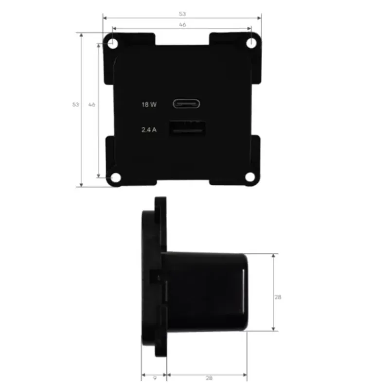 C-line Prise USB-A USB-C*Haba