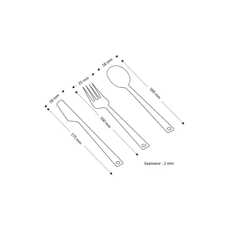 New Set de 3 couverts titane Cuisine & Vaisselle·Couteau & Couvert|Ustensile De Cuisine & Vaisselle·Couvert De Table