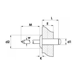 Rivet tête plate alu/acier | ø 4,8 mm*Marinox Hot