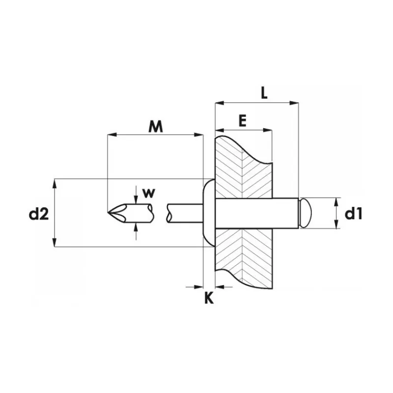 Rivet tête plate alu/acier | ø 4,8 mm*Marinox Hot