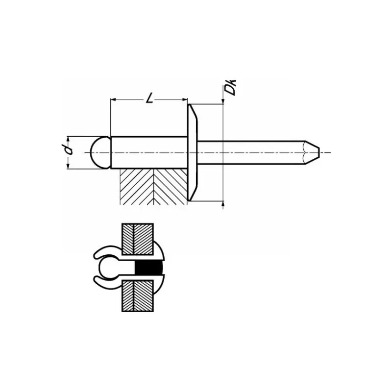 New Rivet tête plate large alu/acier | ø 4,8 mm Visseries·Rivets|Visserie·Rivet
