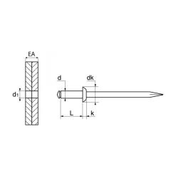 Outlet Rivet tête plate tout inox A4 | ø 4 mm Visseries·Rivets|Visserie·Rivet