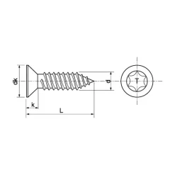 Vis tôle inox A4 T.F Torx | ø 4,8 mm*Marinox