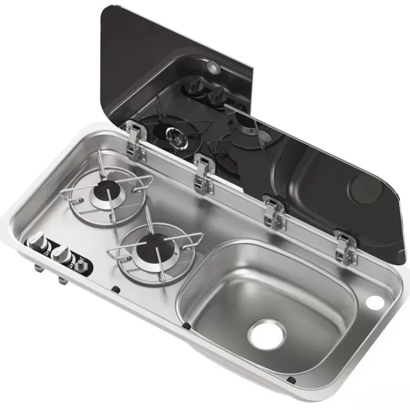 NAVY LOAD Combiné inox 2 feux | à couvercle | 726 x 346 mm*NavyLoad Discount