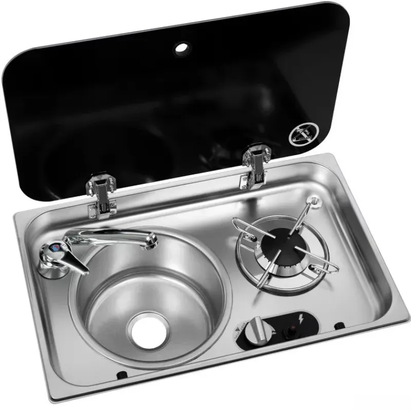 Clearance NAVY LOAD Combiné inox 1 feu | à couvercle | 526 x 326 mm Appareil De Cuisson Intérieur·Combiné Évier Gaz|Cuisson Intérieure, Réchaud Et Réchaud-Four·Réchaud Évier Gaz Combiné