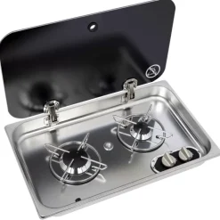NAVY LOAD Réchaud inox 2 feux | à couvercle | 530 x 326 mm*NavyLoad