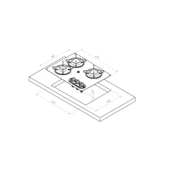 Réchaud inox 3 feux | 470 x 360 mm*NavyLoad Outlet