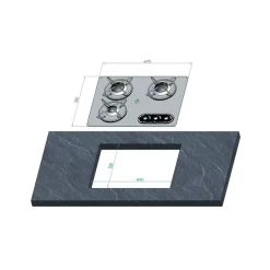 Réchaud inox 3 feux | 470 x 360 mm*NavyLoad Outlet