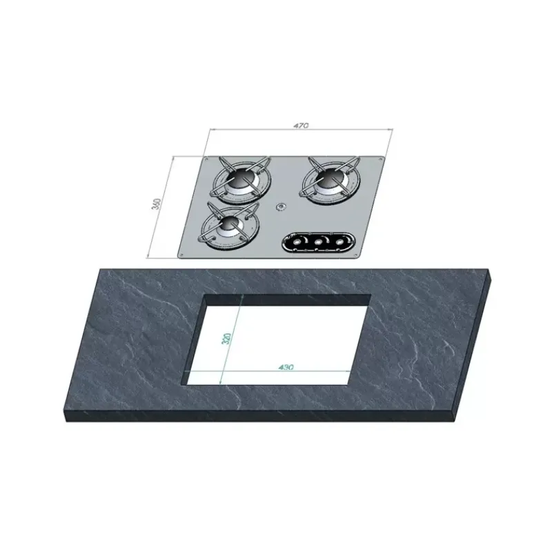 Réchaud inox 3 feux | 470 x 360 mm*NavyLoad Outlet