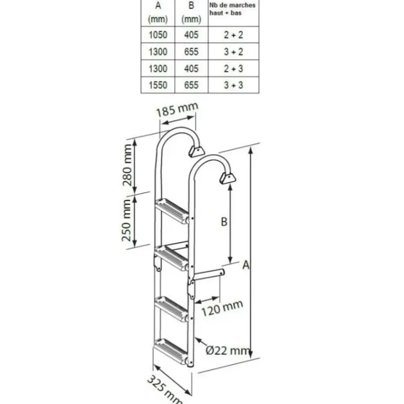 Echelle pliable à 180° Échelle, Plateforme & Delphinière·Echelle De Bain Fixe