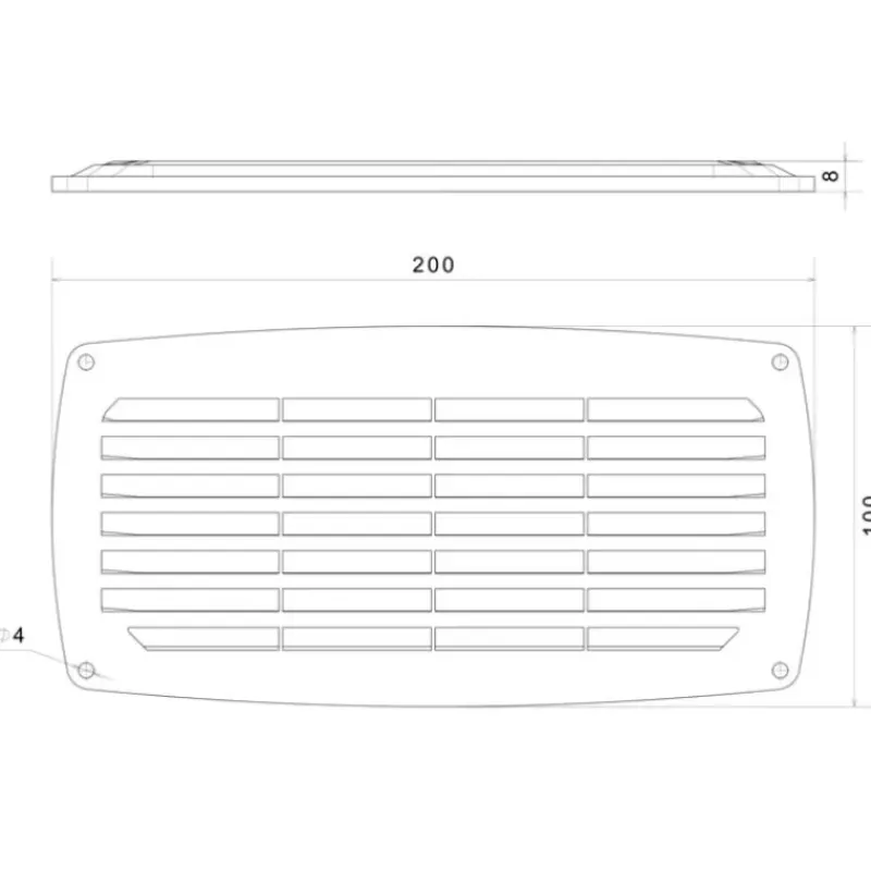 Outlet Grille d’aération ABS | 200 x 100 mm Grille & Aération·Grille D'Aération|Hublot & Aération·Grille D'Aération