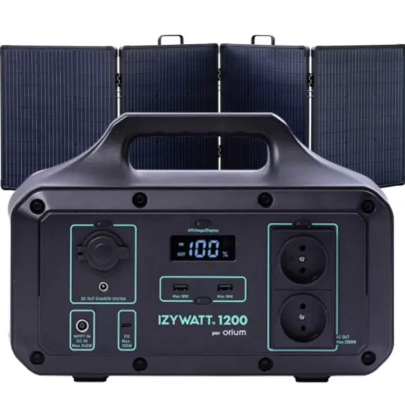 Outlet Pack IZYWATT 1200 + Panneau solaire pliant 200W Electricité & Éclairage·Batterie Nomade & Groupe Électrogène Solaire|Batterie·Batterie Nomade Et Station D'Énergie