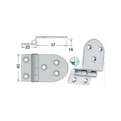 Charnière déportée inox 59 x 40 mm*Osculati Best