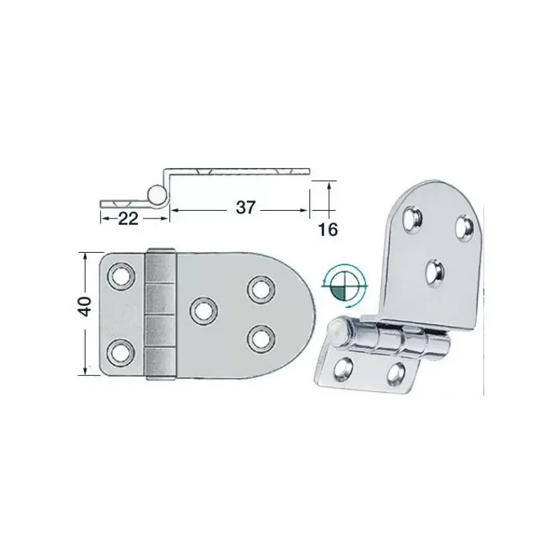Charnière déportée inox 59 x 40 mm*Osculati Best